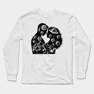 Romantic Universe Illustration Long Sleeve T-Shirt